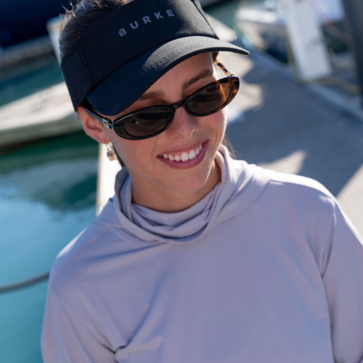 Burke Hooded Sun Shirt with built-in neck gaiter - light grey