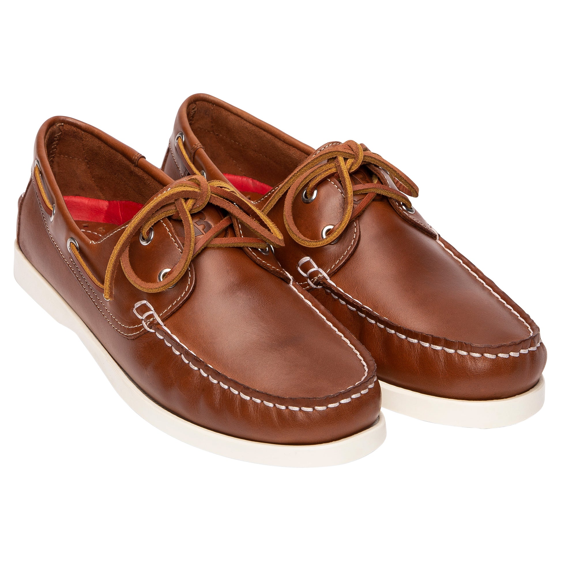 Flinders Leather Deck Shoe Tan Burke Marine - Main Image