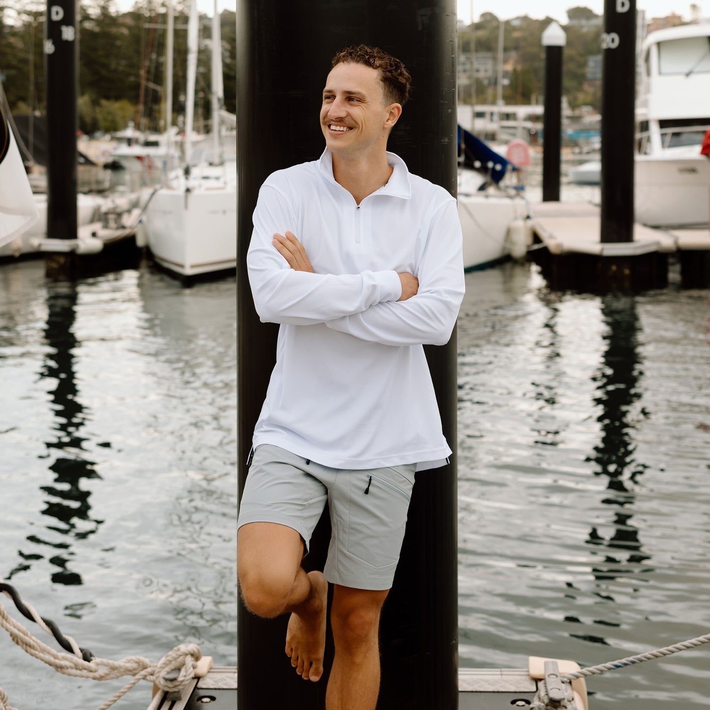 Signature Long Sleeve Polo - White