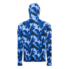 Burke Hooded Sun Shirt with built-in neck gaiter - blue camo - product back