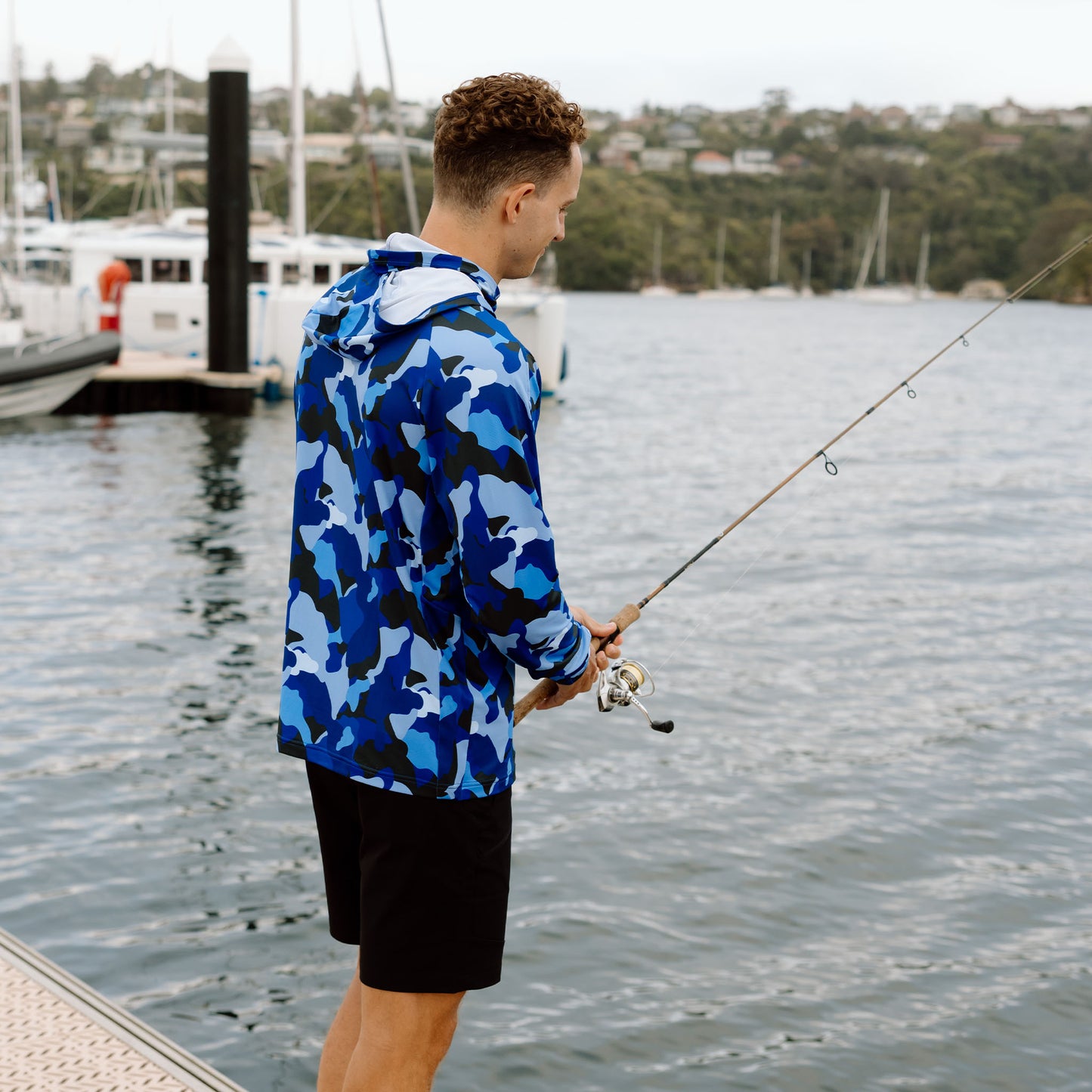 Hooded Sun Shirt - Blue Camo