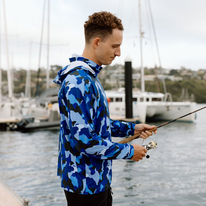 Hooded Sun Shirt - Blue Camo