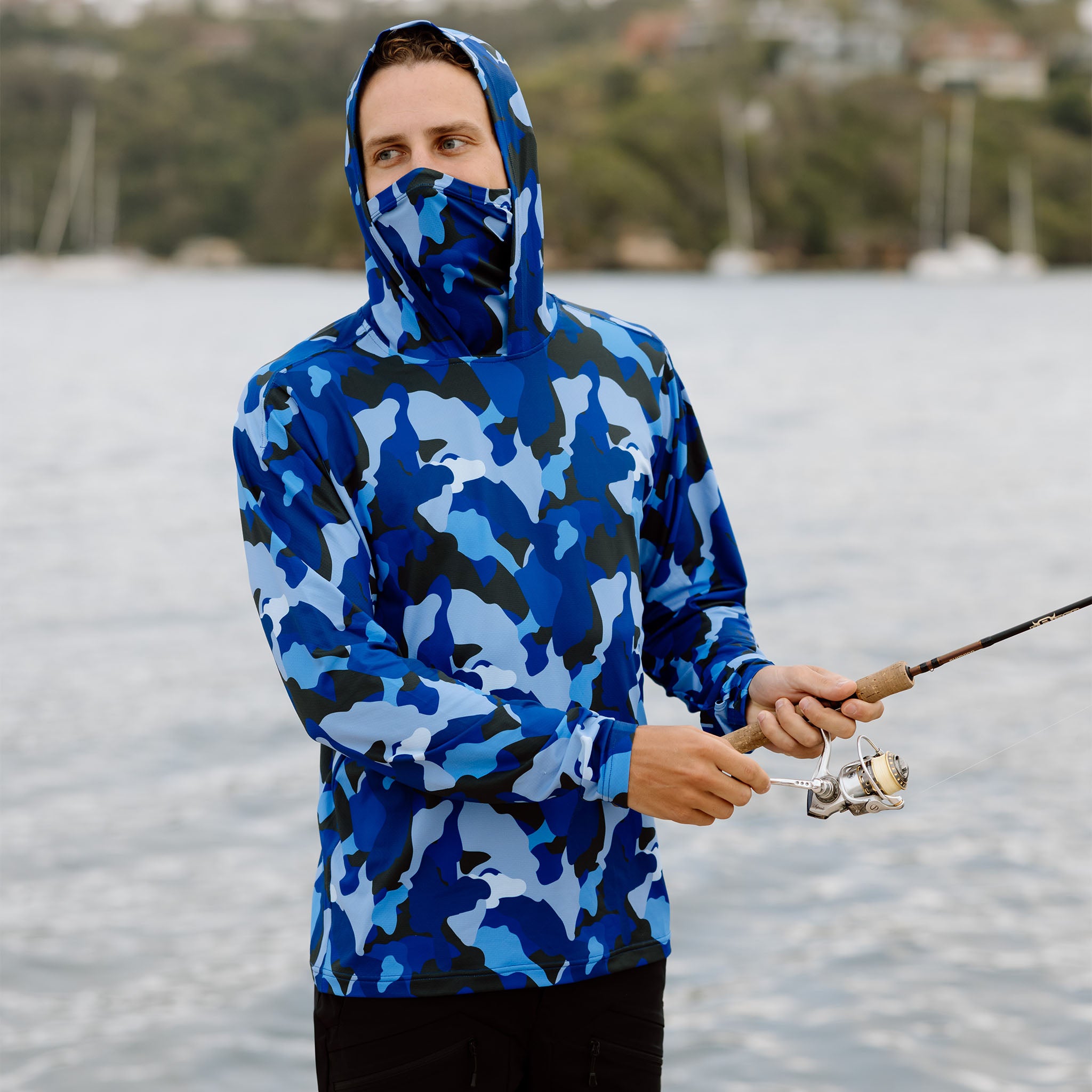 Hooded Sun Shirt - Blue Camo