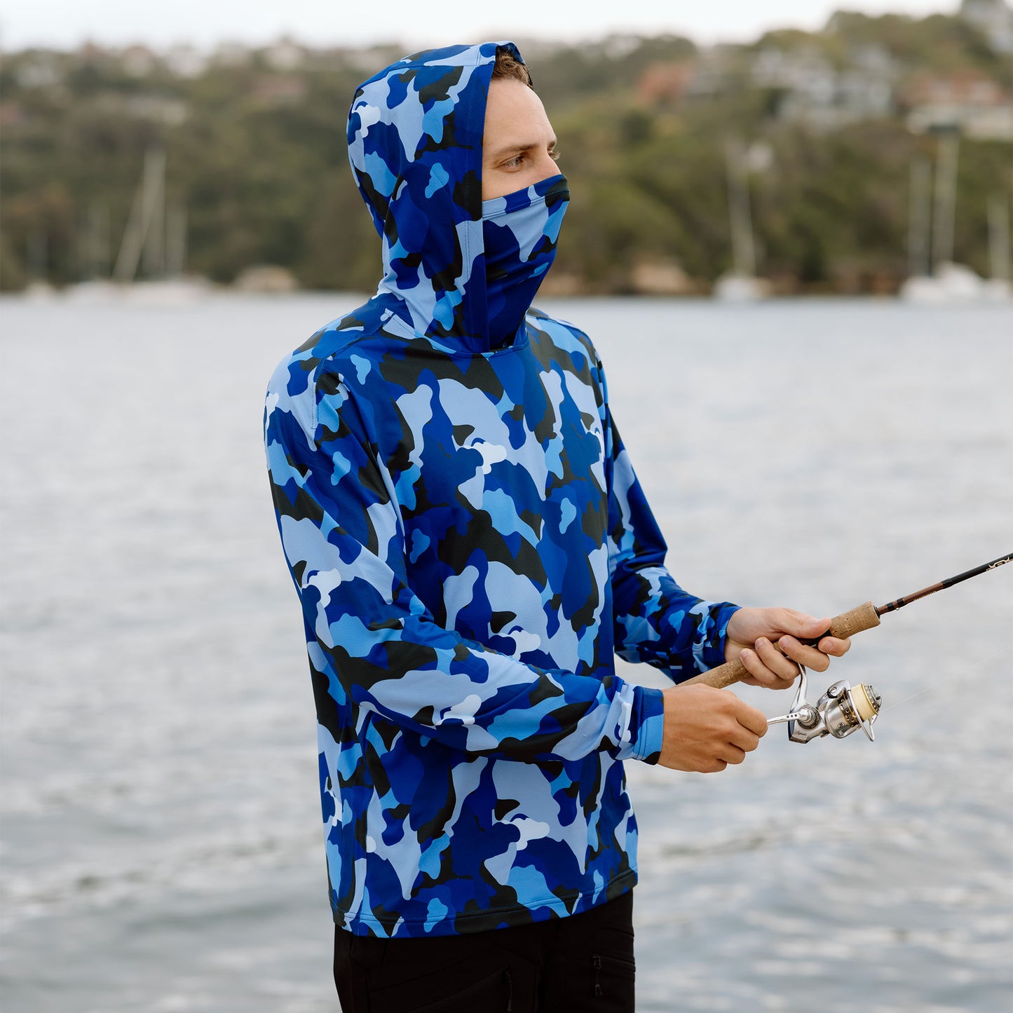 Hooded Sun Shirt - Blue Camo