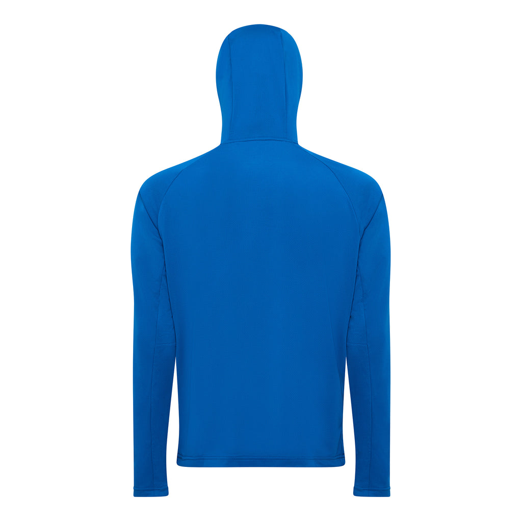 Burke Hooded Sun Shirt with built-in neck gaiter - blue - product back