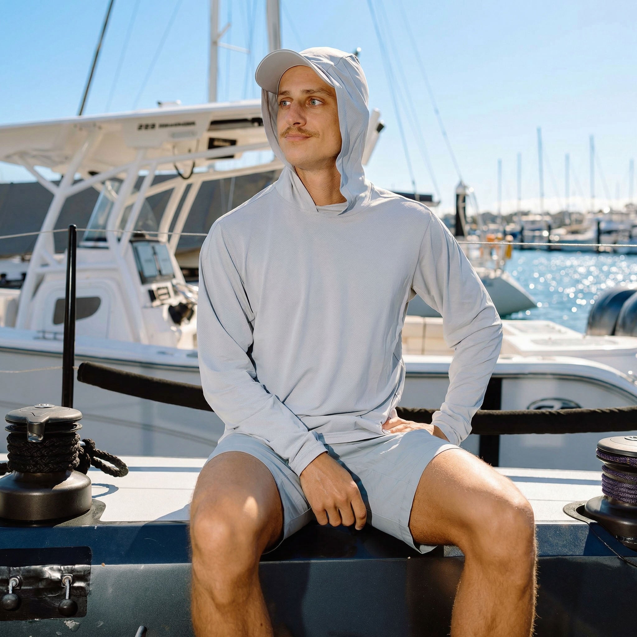 Hooded Sun Shirt - Light Grey