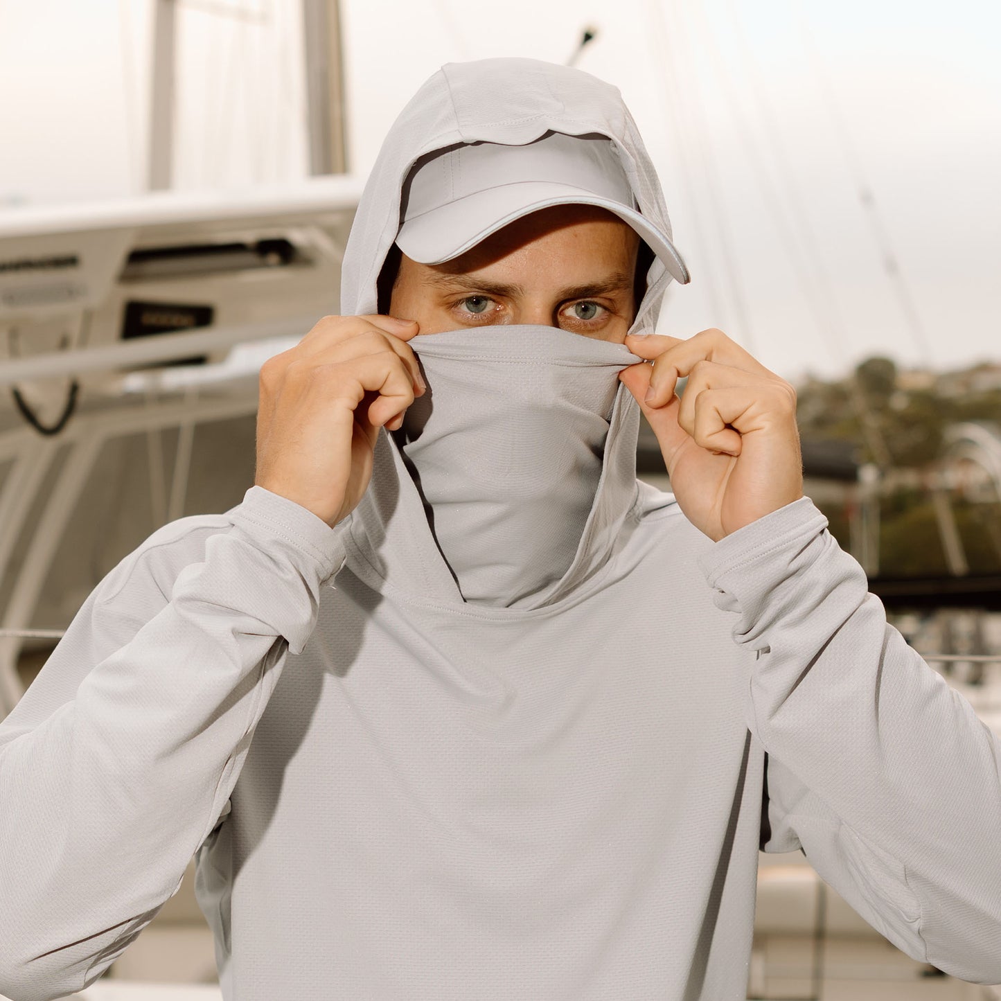 Hooded Sun Shirt - Light Grey