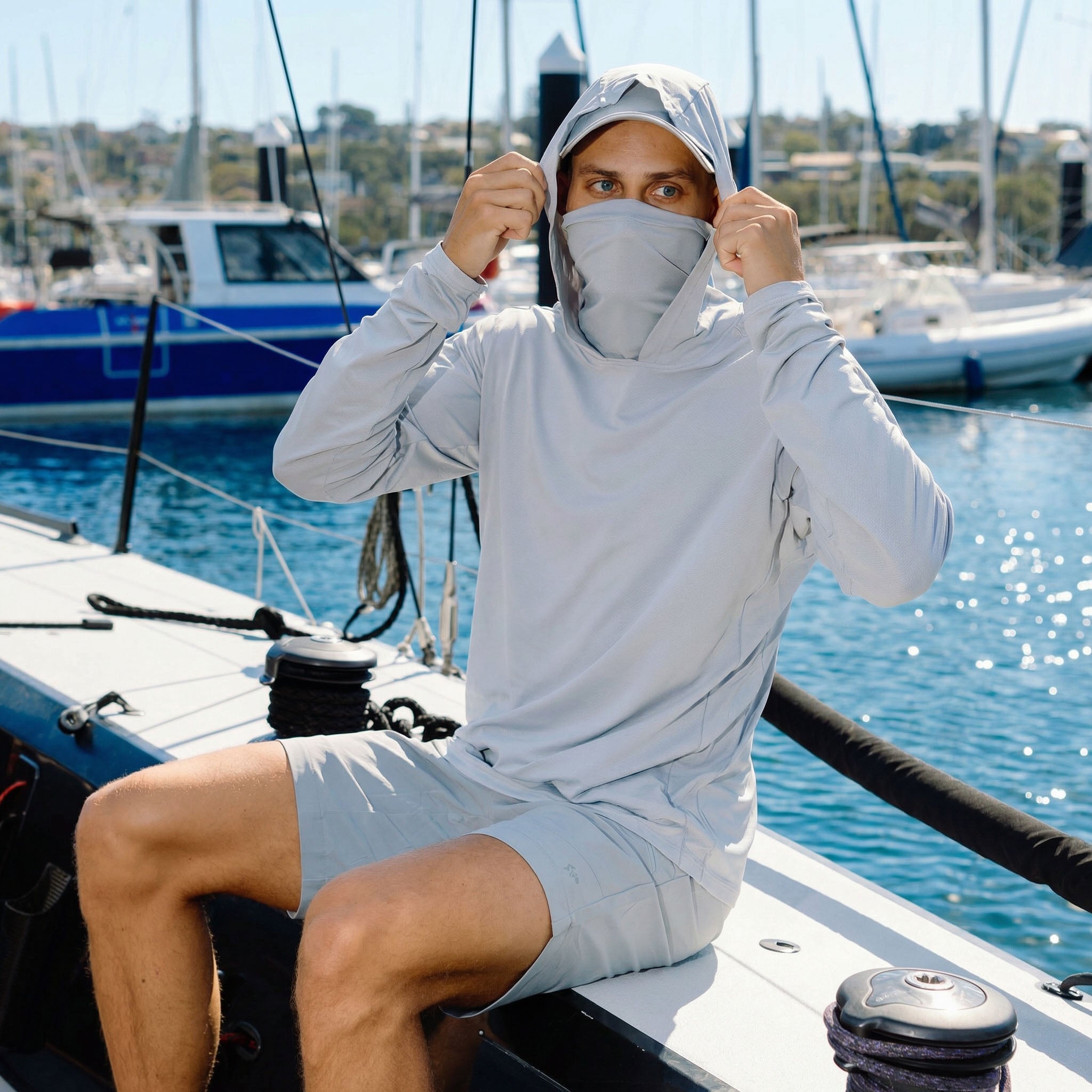 Hooded Sun Shirt - Light Grey