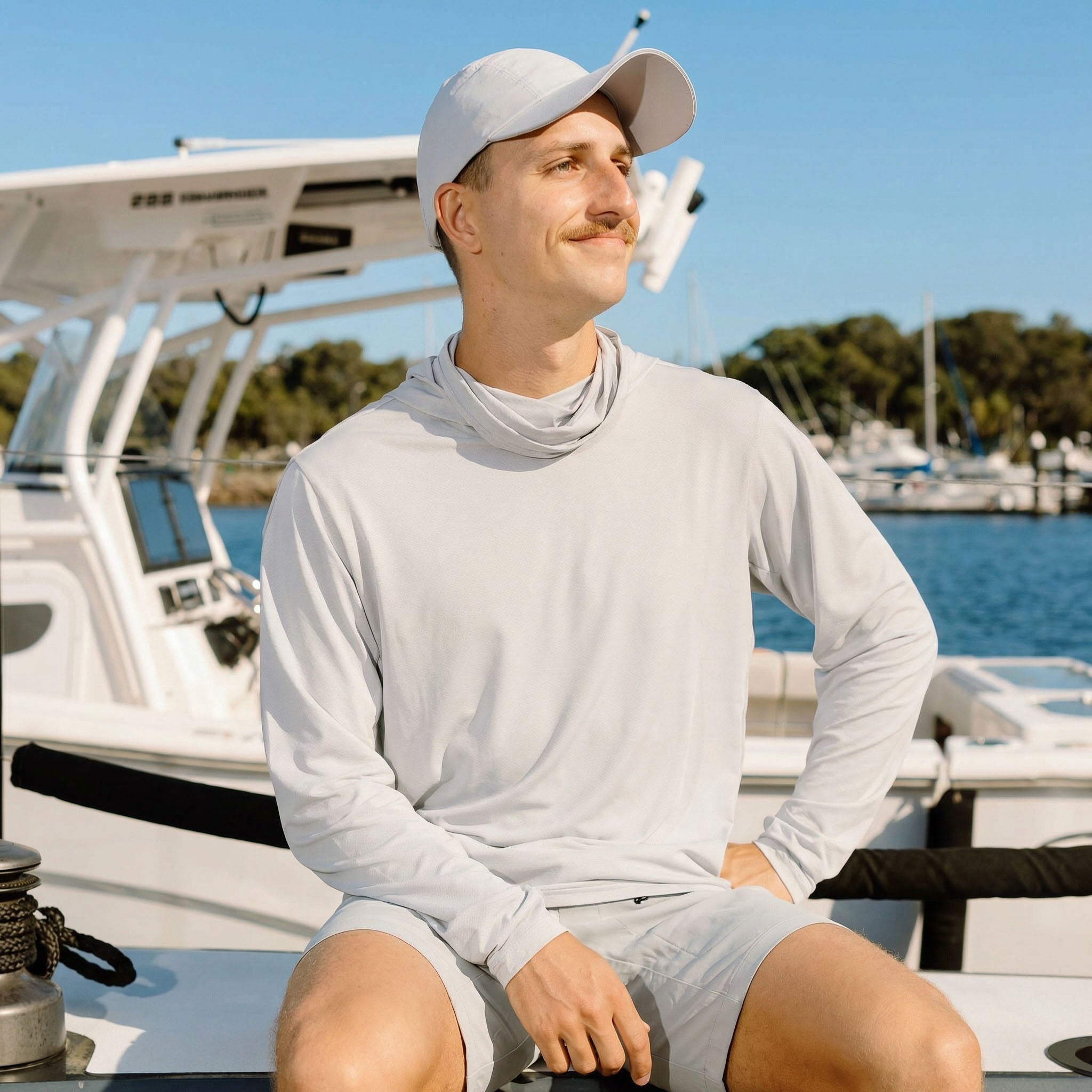 Hooded Sun Shirt - Light Grey