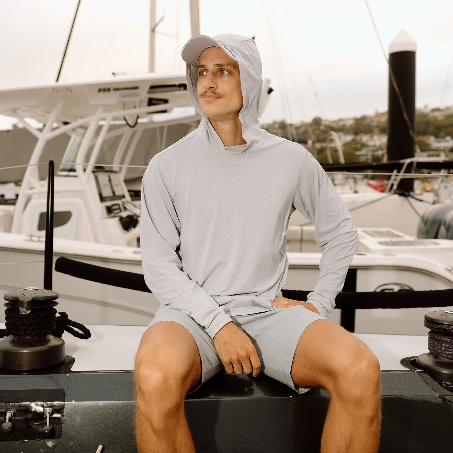 Hooded Sun Shirt - Light Grey