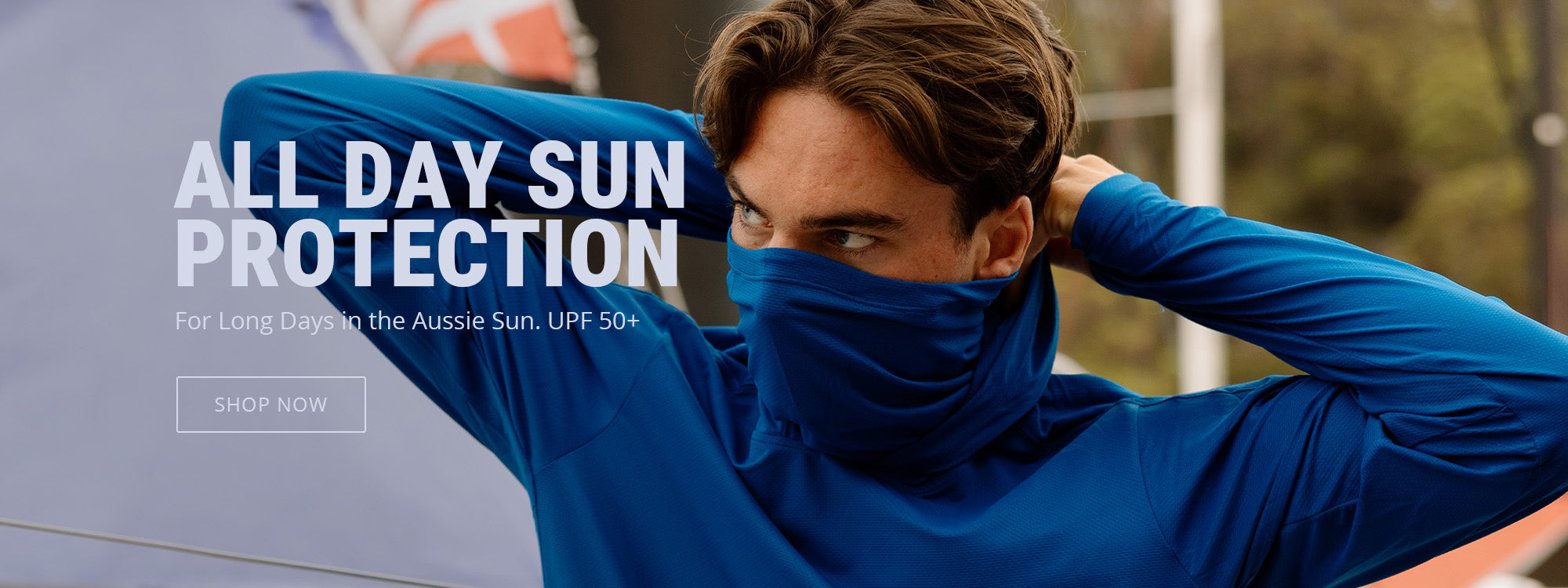 Burke Hooded Sun Shirt - Blue - For long days in the Aussie sun - UPF50+