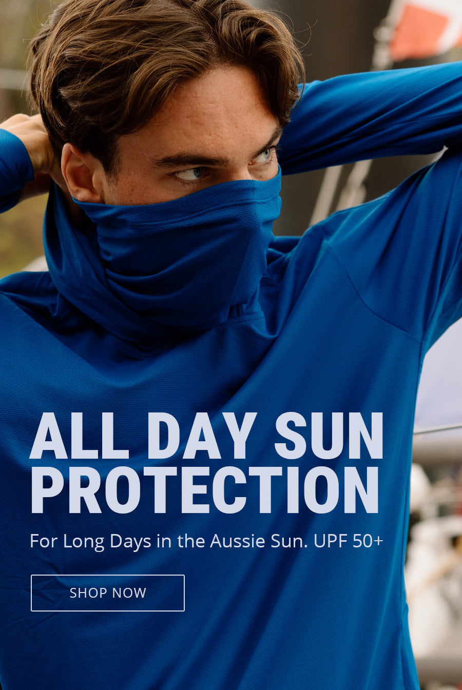 Burke Hooded Sun Shirt - Blue - For long days in the Aussie sun - UPF50+