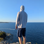 Burke Hooded Sun Shirt with built-in neck gaiter - light grey