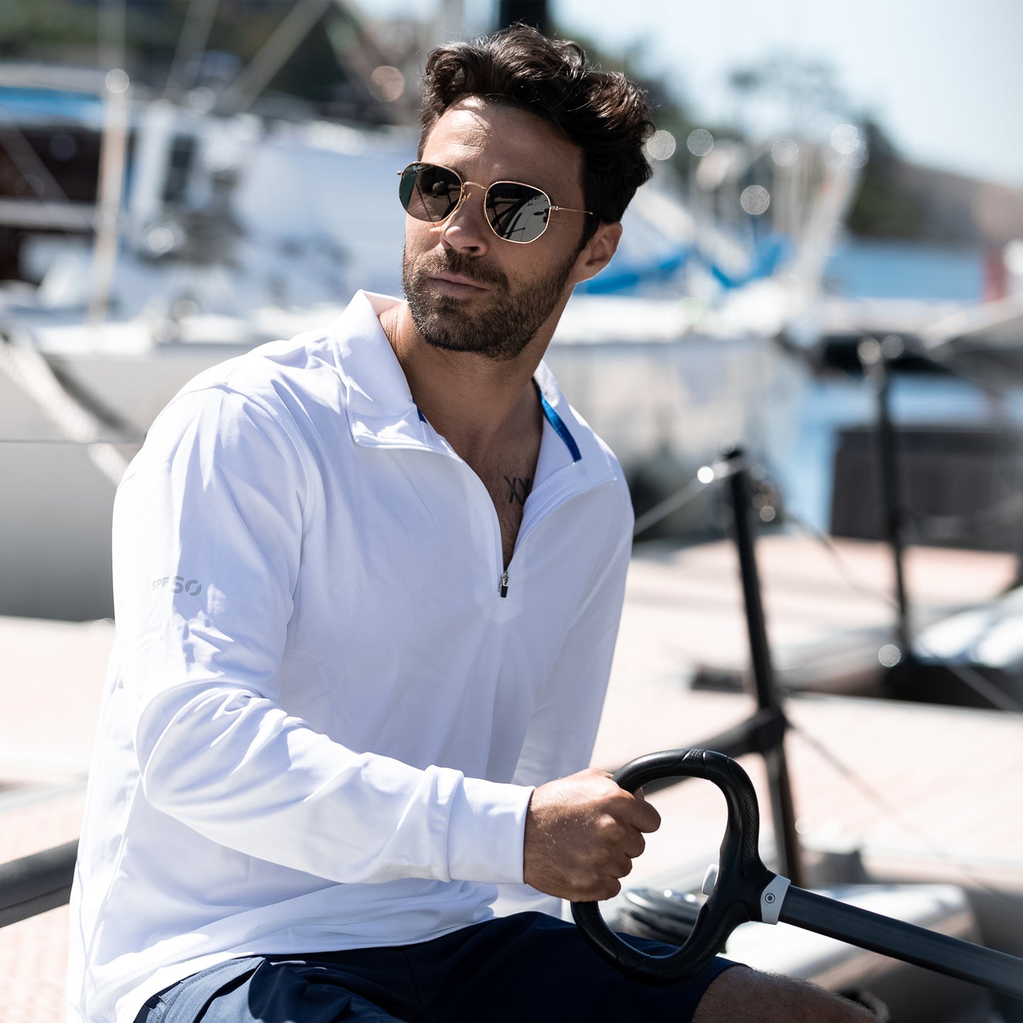 Crew Long Sleeve Polo - White